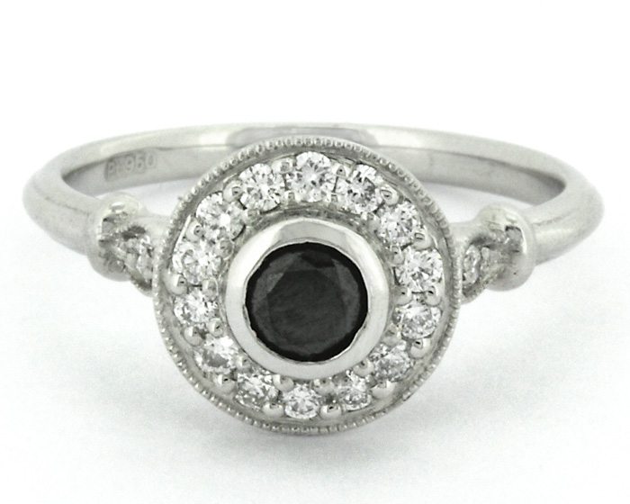 0 60ct Black Diamond Halo Engagement  Ring  HD063 Ireland 