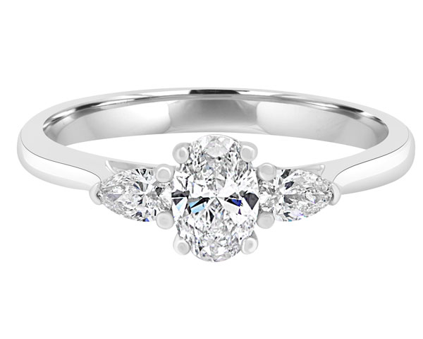 0.89ct Round Cut Channel Set Diamond Trilogy Engagement Ring MD035
